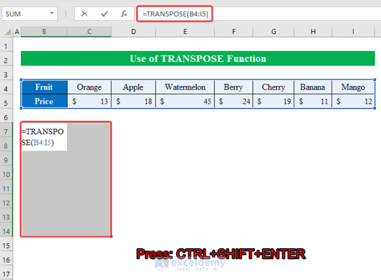 How to Copy Horizontal and Paste Vertical in Excel