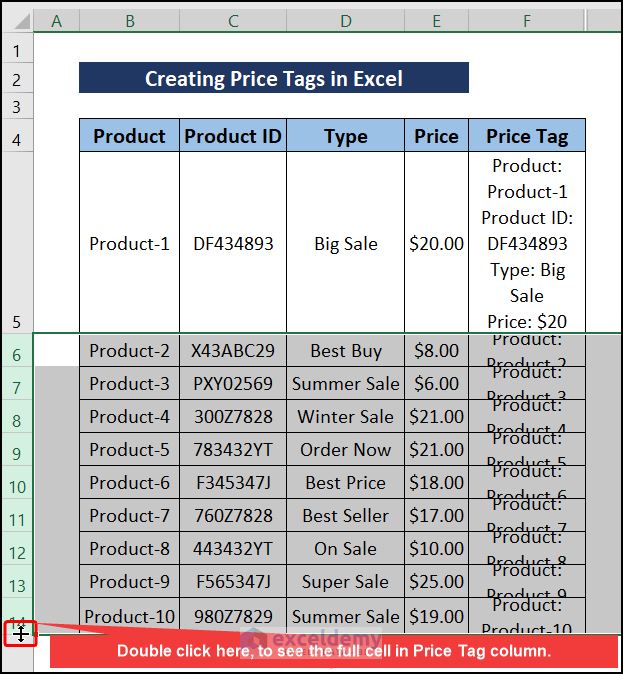 How to Create Price Tags in Excel (with Quick Steps) ExcelDemy