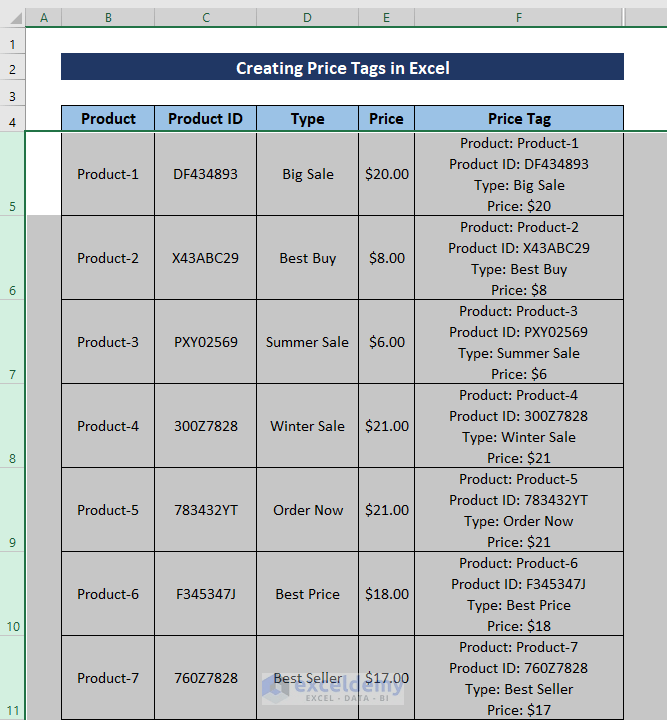 How to Create Price Tags in Excel (with Quick Steps) ExcelDemy