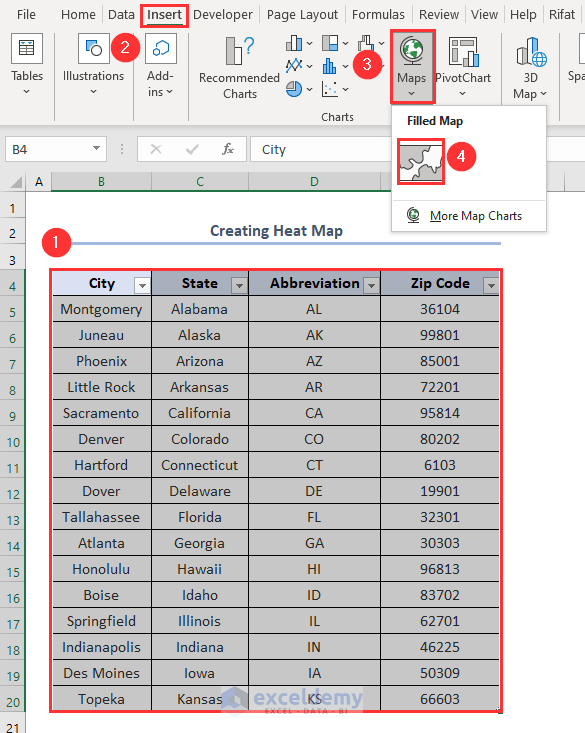 How to Create a Zip Code Heat Map in Excel (with Useful Steps)