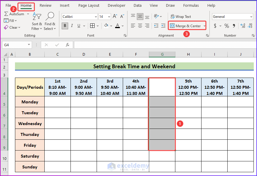 How to Make a School Time Table in Excel (with Easy Steps)