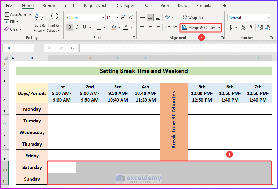 How to Make a School Time Table in Excel (with Easy Steps)