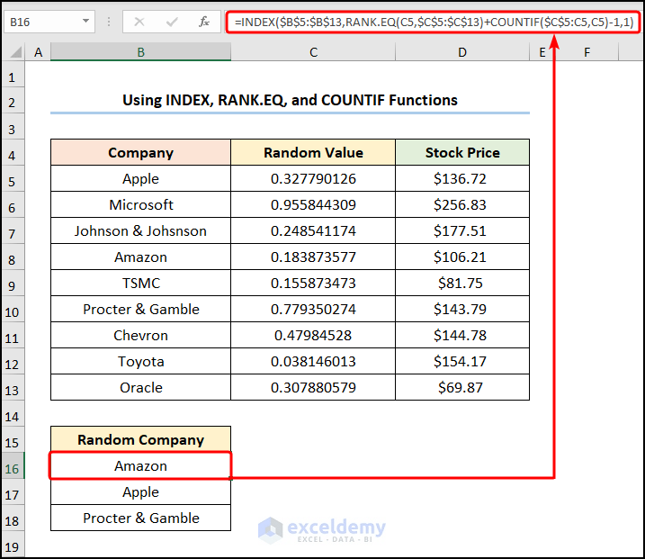 How to Randomize a List in Excel Without Duplicates (4 Ways)