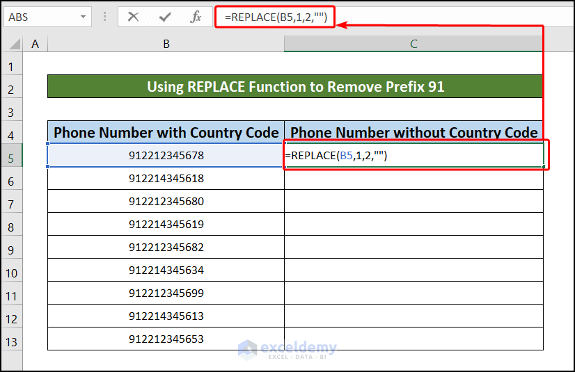 How to Remove Prefix 91 in Excel (4 Easy Ways) ExcelDemy