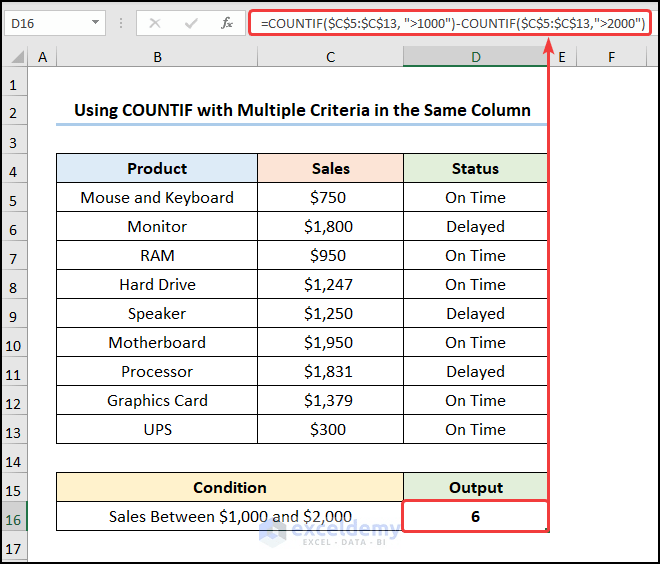 How to Use Nested COUNTIF Function in Excel 6 Suitable Methods