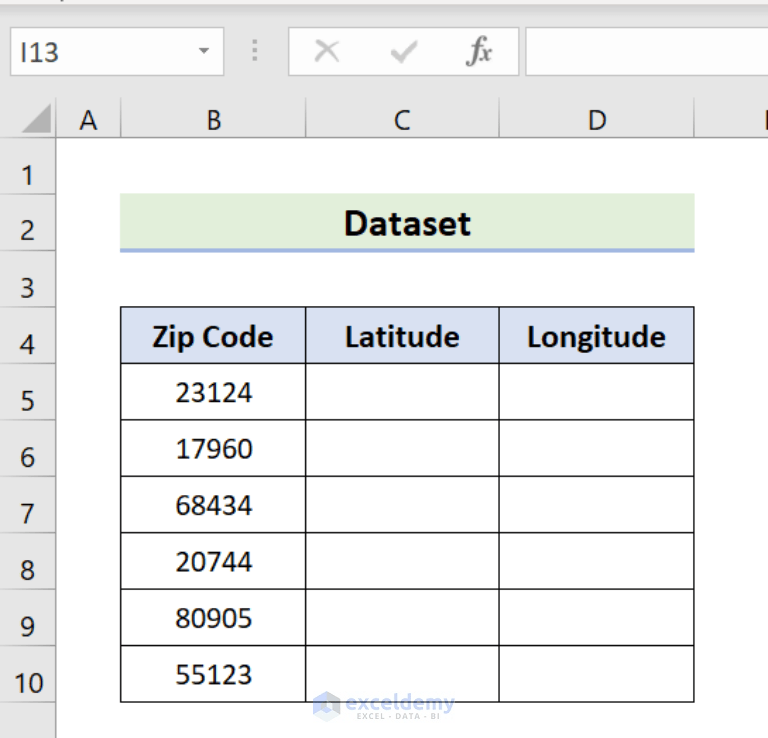 How to Convert ZIP Code to Latitude and Longitude in Excel