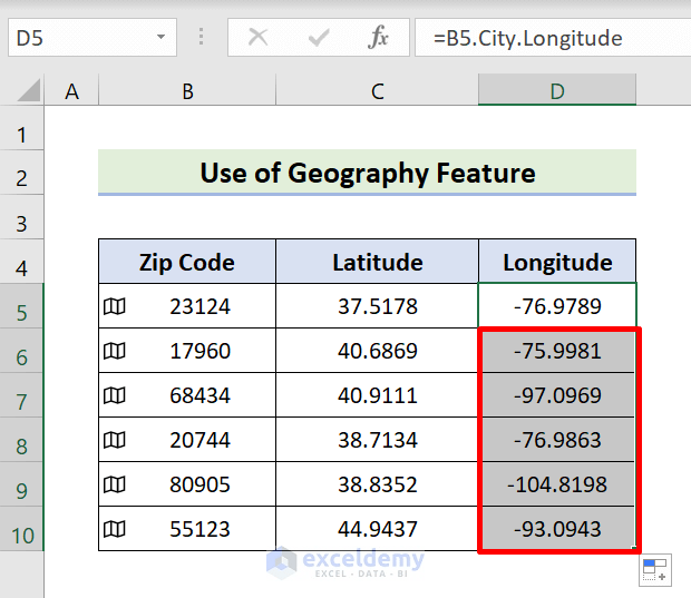 How to Convert ZIP Code to Latitude and Longitude in Excel