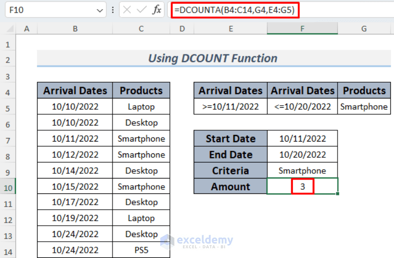 How to Use COUNTIF Between Two Dates and Matching Criteria in Excel