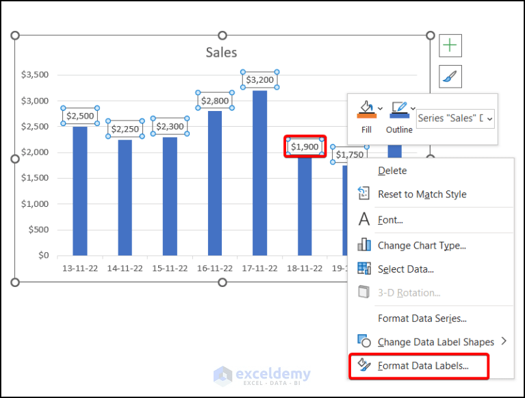 How to Show Data Labels in Thousands in Excel Chart