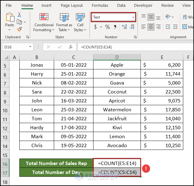 [Fixed] Excel COUNT Function Not Working ExcelDemy
