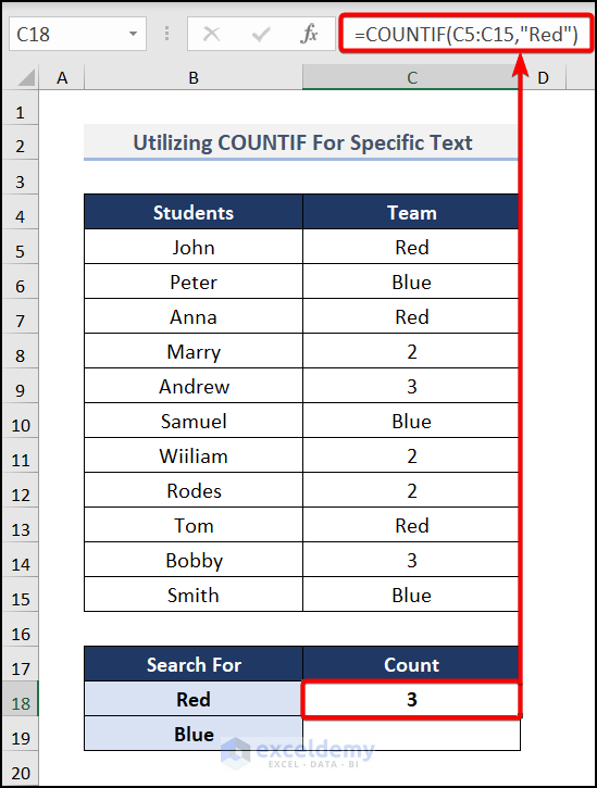 Using the Excel COUNTIF to Count Cells That Contain Text from other Cells