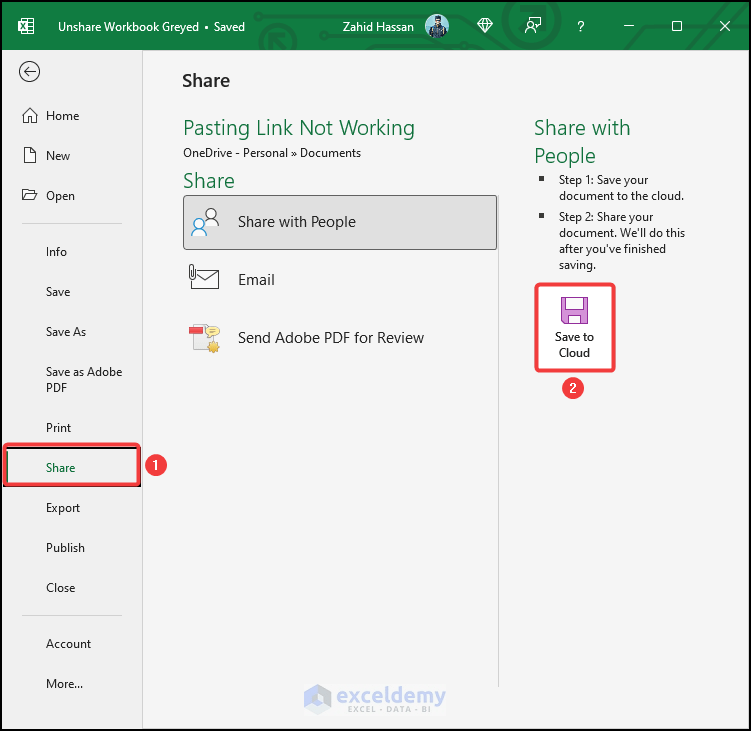 The Unshare Workbook Feature is Grayed Out in Excel Quick solution