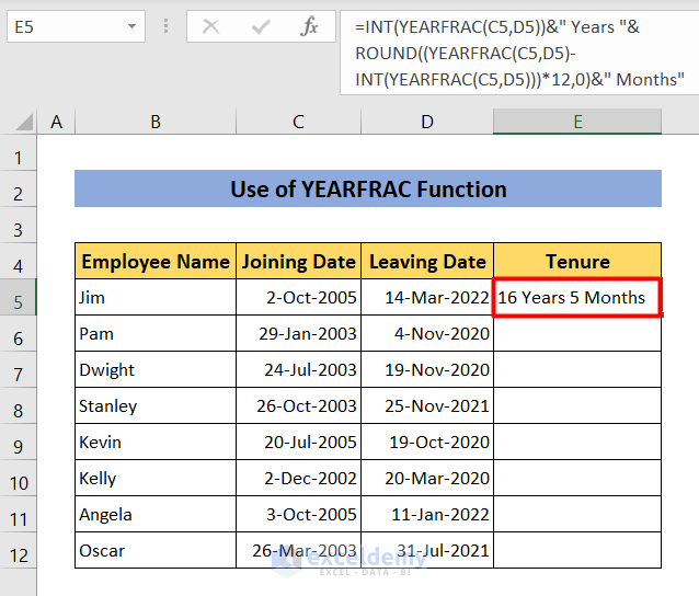How to Calculate Tenure in Years and Months in Excel ExcelDemy
