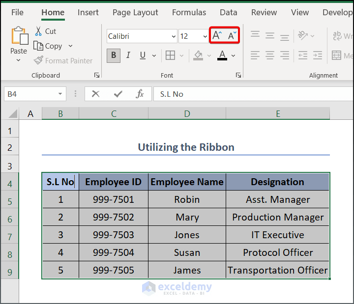 How to Change Font Size in Excel (4 Easy Ways) ExcelDemy