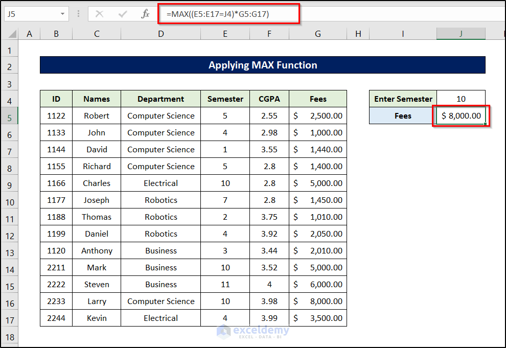 How to Find Maximum Value in Excel with Condition 8 Examples
