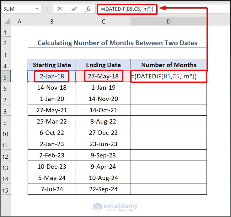 How to Calculate the Number of Weeks Between Two Dates in Excel