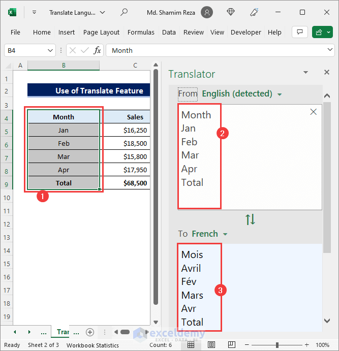 How to Translate Language in Excel Formula (with Easy Steps)