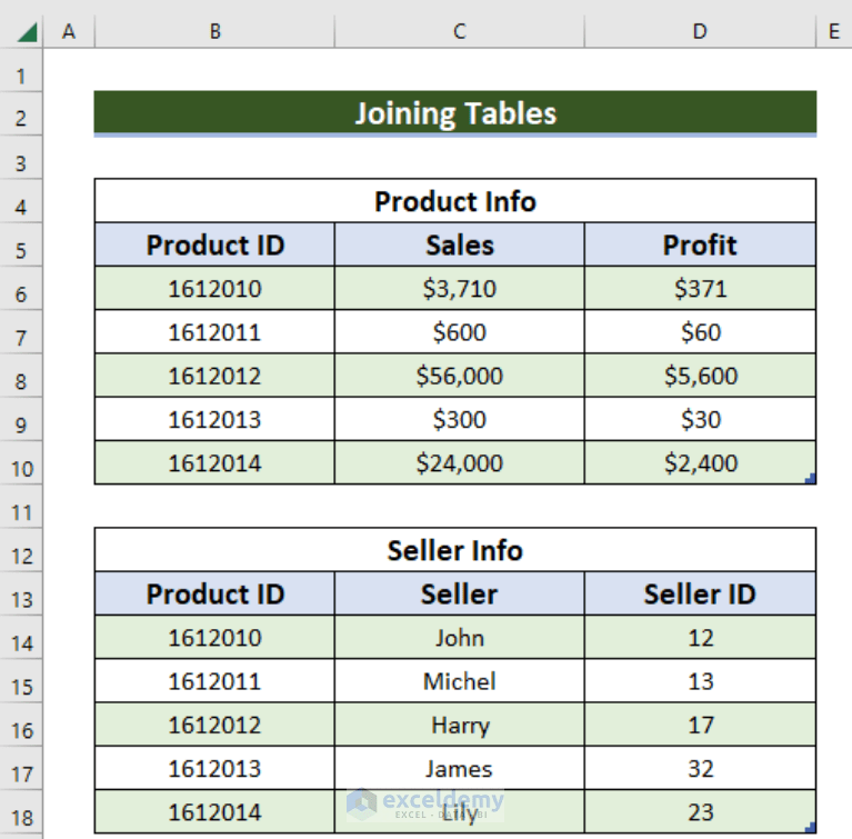 How to Join Tables in Excel (6 Suitable Methods) ExcelDemy