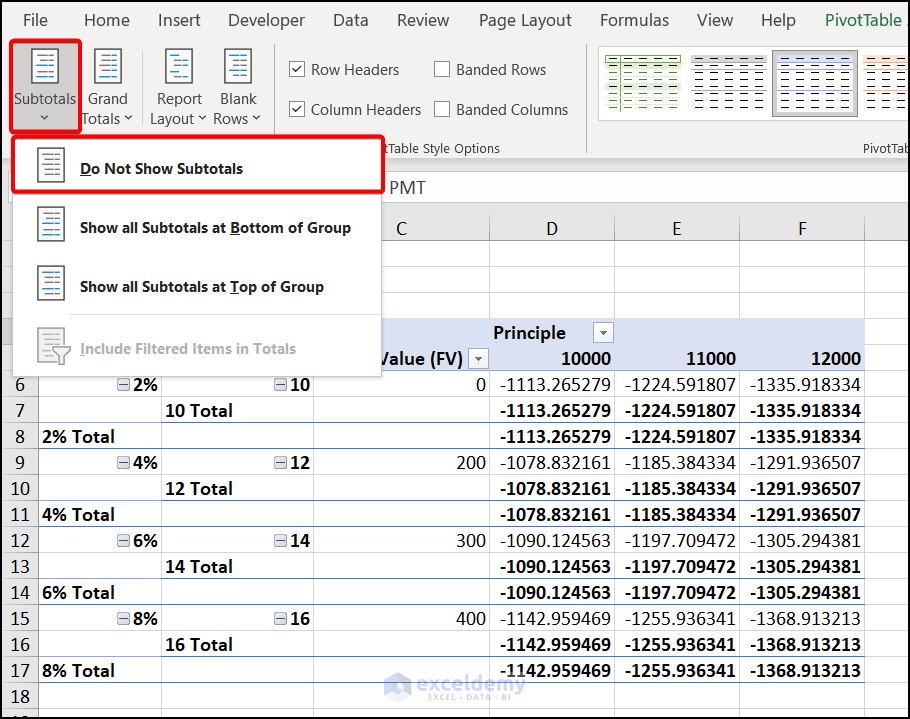 How to Create a 4Variable Data Table in Excel (with Easy Steps)