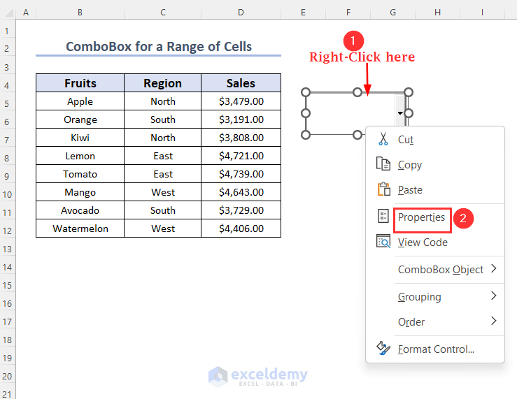 How to Use ListFillRange Property of ComboBox in Excel (5 Methods)