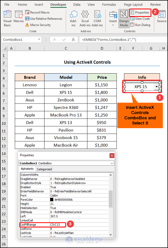 How to Use VBA to Populate ComboBox List from Range in Excel