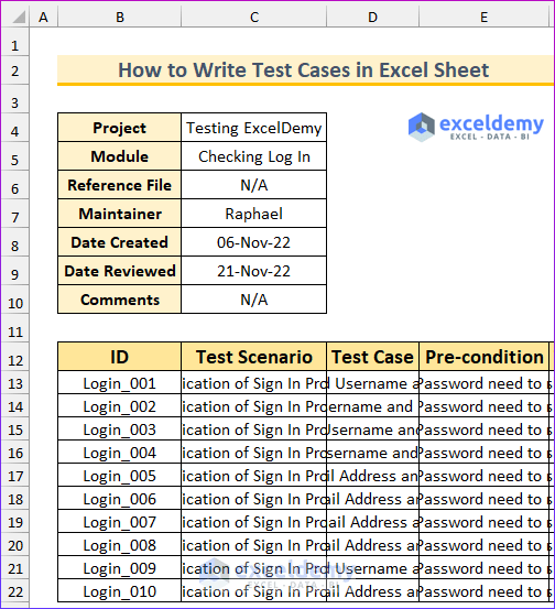 How to Write Test Cases in Excel Sheet (with Easy Steps)