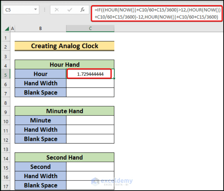 How to Create Analog Clock in Excel (with Easy Steps)