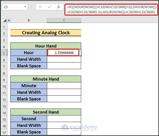 How to Create an Analog Clock in Excel (with Easy Steps)