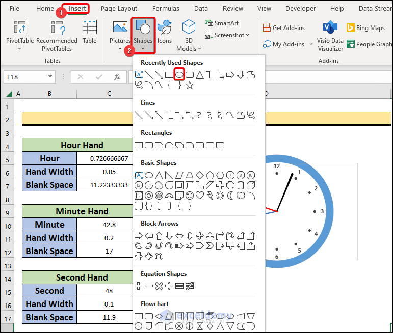 How to Create an Analog Clock in Excel (with Easy Steps)