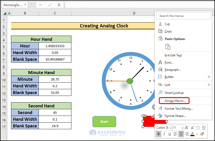 How to Create an Analog Clock in Excel (with Easy Steps)