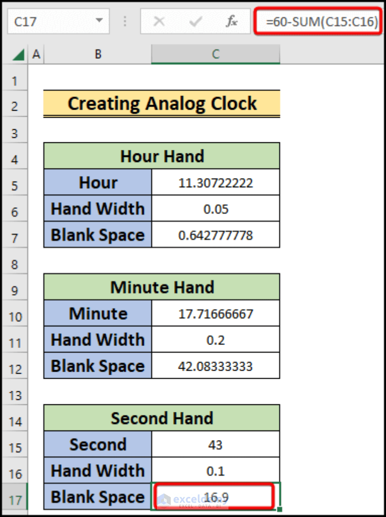 How to Create Analog Clock in Excel (with Easy Steps)
