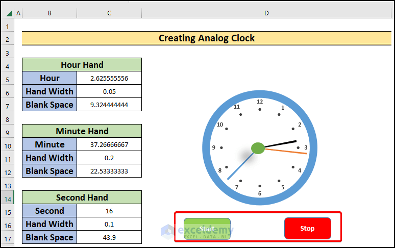 How to Create Analog Clock in Excel (with Easy Steps)