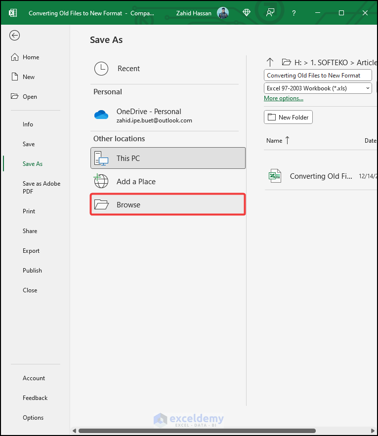 How to Convert Old Excel Files to New Format (2 Quick Ways)