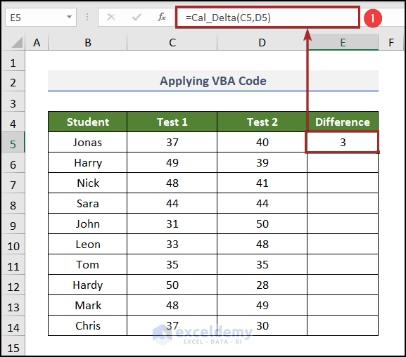 How to Calculate Delta Between Two Numbers in Excel