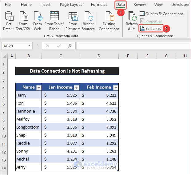 How to Fix If Data Connection Is Not Refreshing in Excel (3 Solutions)