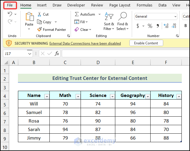 External Data Connections Have Been Disabled in Excel 2 Solutions