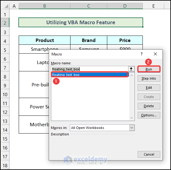 How to Create Floating Text Box in Excel 2 Easy Methods