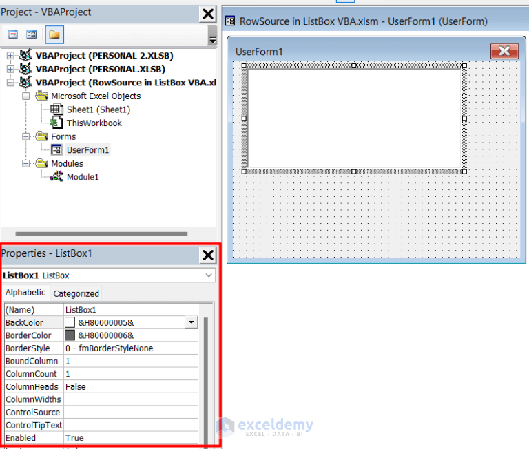 How to Populate Excel VBA ListBox Using RowSource