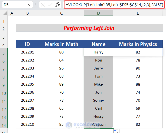 How To Inner Join Tables In Excel