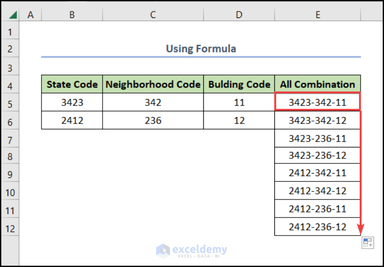 How to Generate All Possible Combinations of a Set of Numbers in Excel