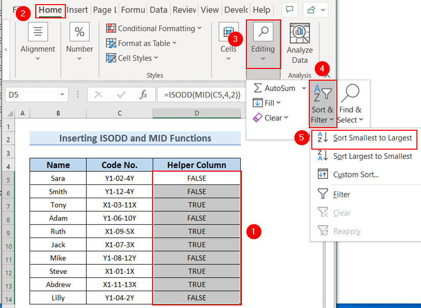 How to Sort Odd and Even Numbers in Excel (4 Easy Examples)