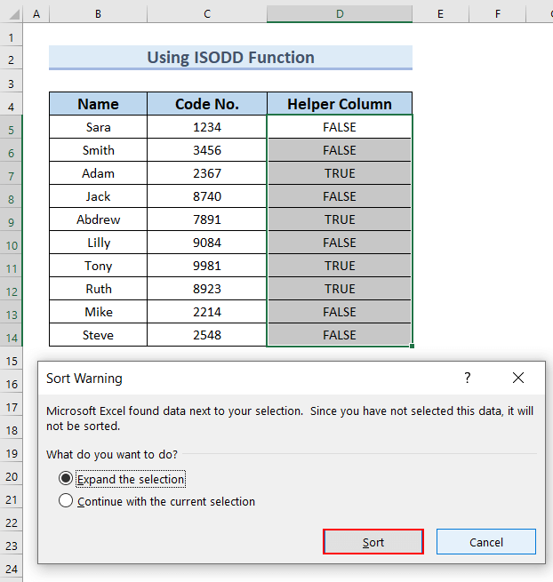How to Sort Odd and Even Numbers in Excel (4 Easy Examples)