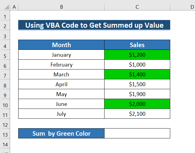How to Find Sum If Cell Color Is Green in Excel (4 Easy Methods)