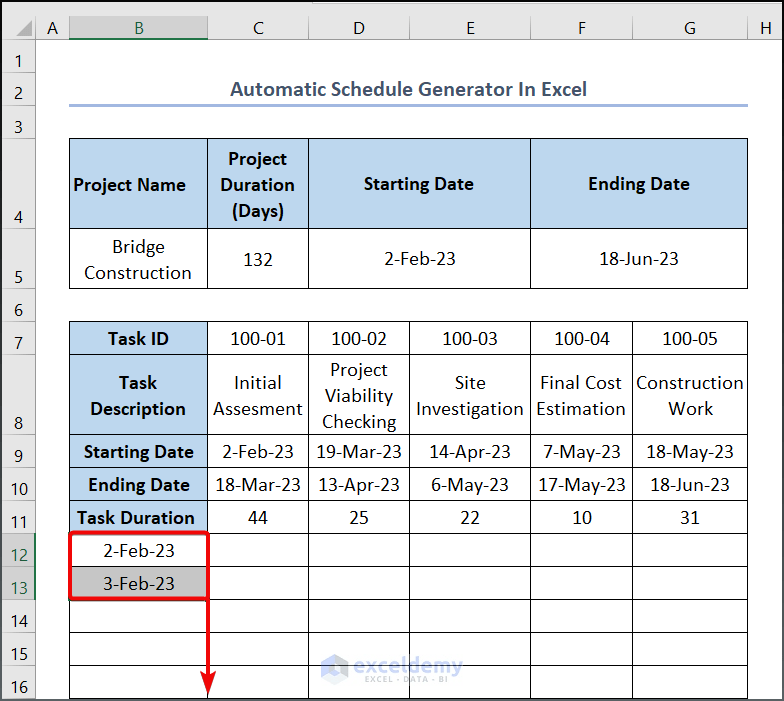 How to Create Automatic Schedule Generator for Free in Excel