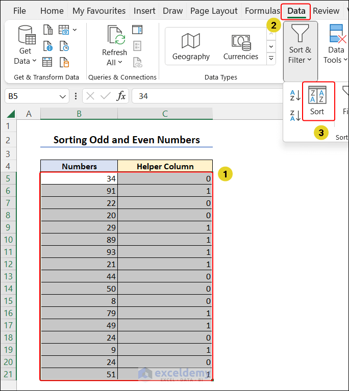How to Separate Odd and Even Numbers in Excel 6 Methods