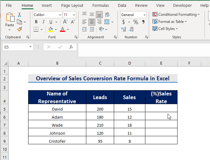How to Calculate Sales Conversion Rate Using Formula in Excel