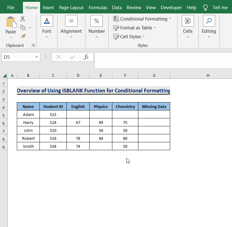 How to Use ISBLANK Function for Conditional Formatting in Excel