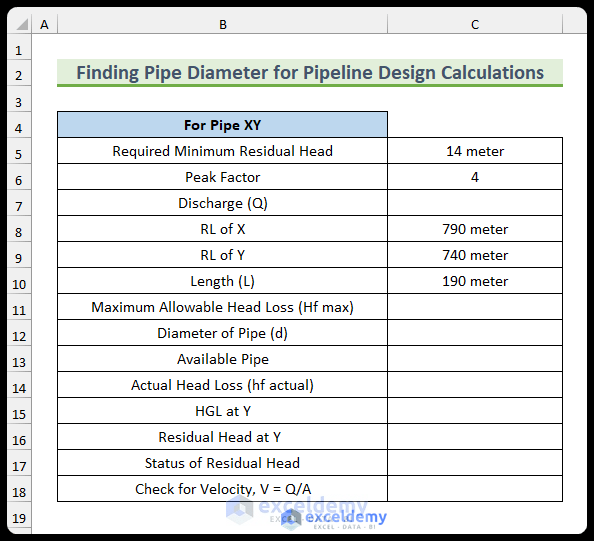 How to Perform Pipeline Design Calculations in Excel (2 Examples