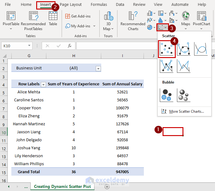 How to Create Dynamic Scatter Plot in Excel 3 Easy Methods