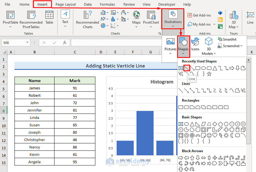 How to Add Vertical Line to Histogram in Excel (With Easy Steps)